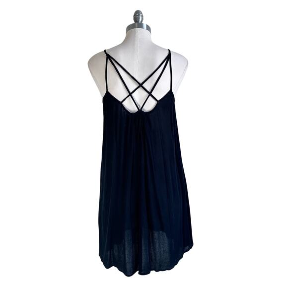 Elan Cover-Up Sleeveless Semi Sheer Cami Mini Slip Dress in Black - Picture 5 of 11